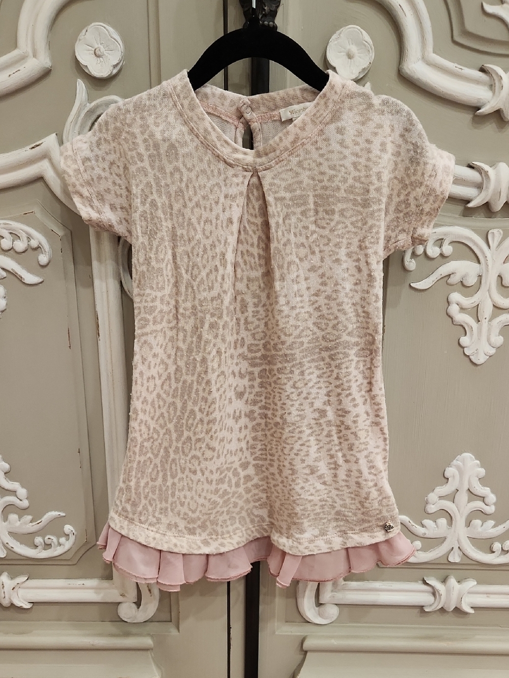 Microbe By Miss Grant Girls Light Pink Leopard-Print Knit Dress Size 2